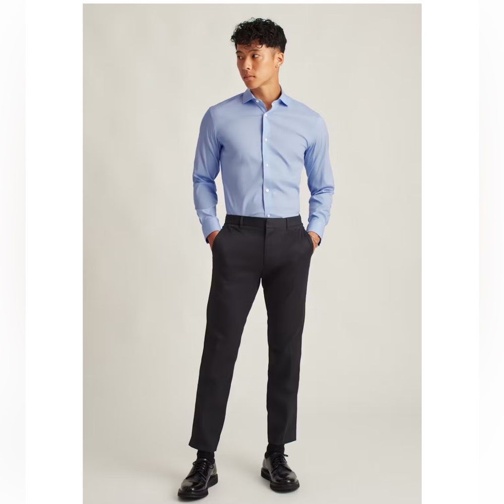 Bonobos Jetsetter Stretch Dress Shirt 21 / 38 Standard Fit Solid Light Blue